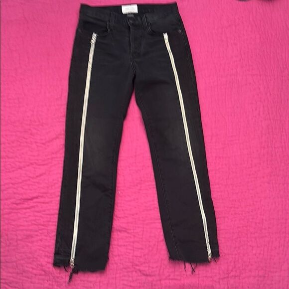 Current/Elliott Black/ gray front zippers detailed Jeans, Size 27 - Picture 1 of 7